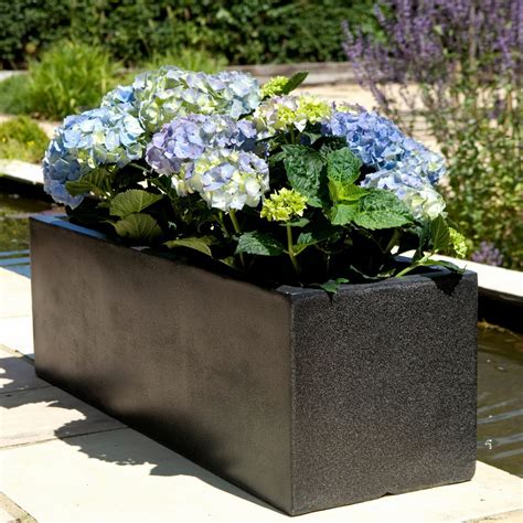 Raised Trough Fiberstone Contemporary Black Planter By Cadix Capi Lux H35 L64 W25 Cm Large 56l