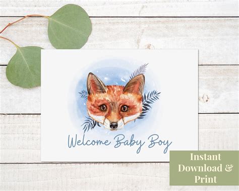 Congratulations Baby Boy Card Printable Welcome Baby Card - Etsy