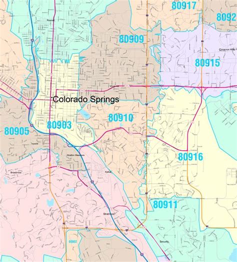 Free Printable Zip Code Map Of Colorado Springs Download Free