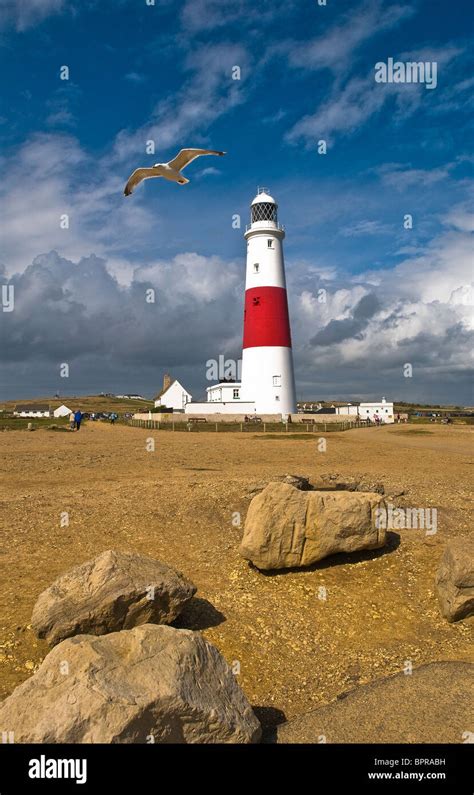 Portland Bill Lighthouse On The Isle Of Portland Dorset England Stock