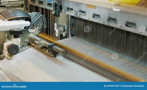 Weaving Looms Weaving Factory Textile Industry Close Up Automated