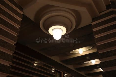 Light On Ceiling In Aisle Of Building Stock Photo Image Of Aisle