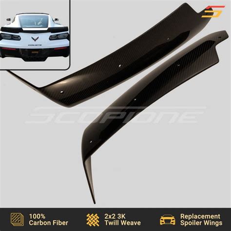 Scopione Carbon Fiber Rear Spoiler Winglets for Corvette C7 Z06 GS