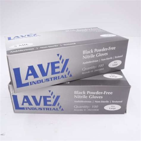 Lot Of Lavex Industrial Black Powder Free Nitrile Gloves