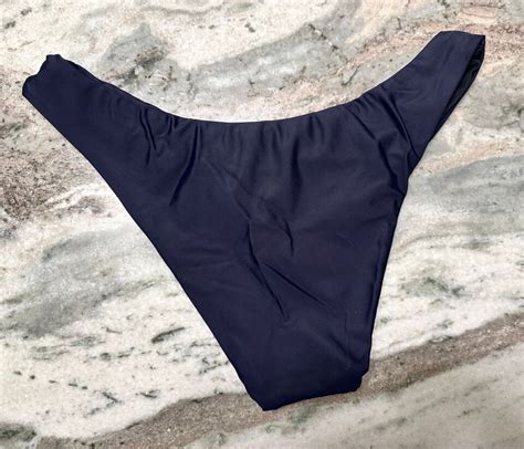 J Crew Bikini Bottom Womens Small Navy Blue Curved Waist Cheeky High