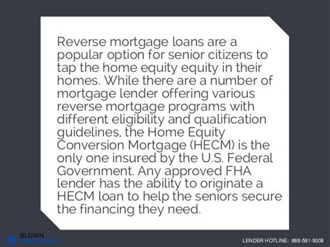 FHA Reverse Mortgage Eligibility Requirements