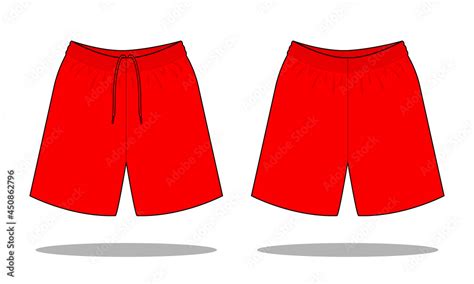 Blank Red Soccer Short Pants Template Vector On White Background Front