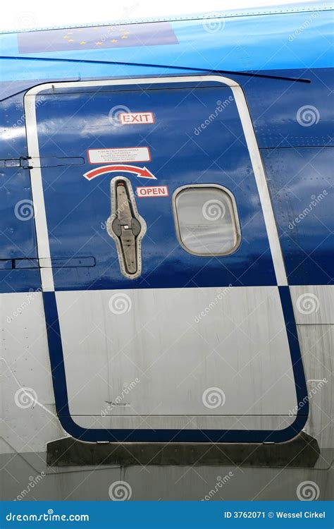 Door With Instructions Of An Airplane Stock Image Image Of Button