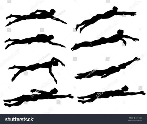 Swimming - Vector Silhouette - 5891380 : Shutterstock