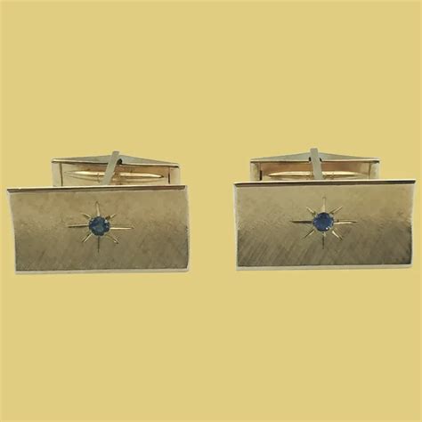 14k Blue Stone Cufflinks Ruby Lane