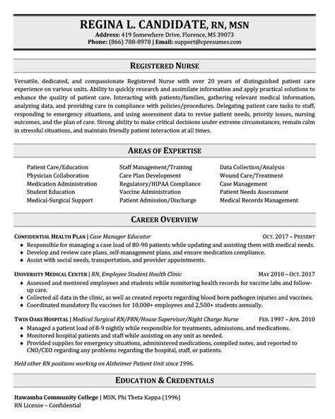 Nursing Resume Sample | Resume Example for Nurses