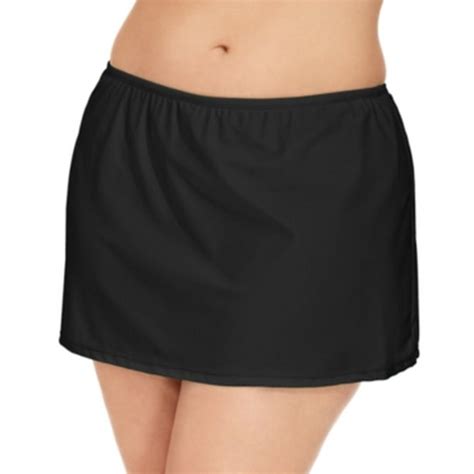 Island Escape Womens Plus Swim Skirt Swimsuit Black Size 20w