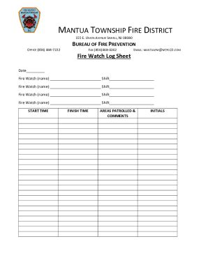 Fillable Online Fire Watch Log Sheet 2 Pdf Fax Email Print PdfFiller