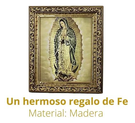 Cuadro Virgen Guadalupe Madera Marco Dorado Cuerpo Completo En Venta En