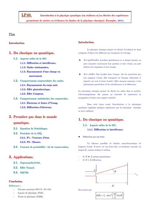 SOLUTION Introduction La Physique Quantique On R Alisera Etou D Crira