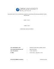 Osh Risk Management Docx Bachelor Of Occupational Safety And Health