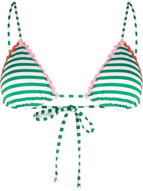 Mc2 Saint Barth Stripe Triangle Bikini Top In White ModeSens