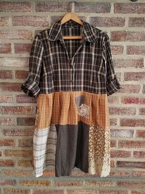 XXL 1X 2X Fall Thanksgiving Plaid Shirt Plus Size Upcycled Loose