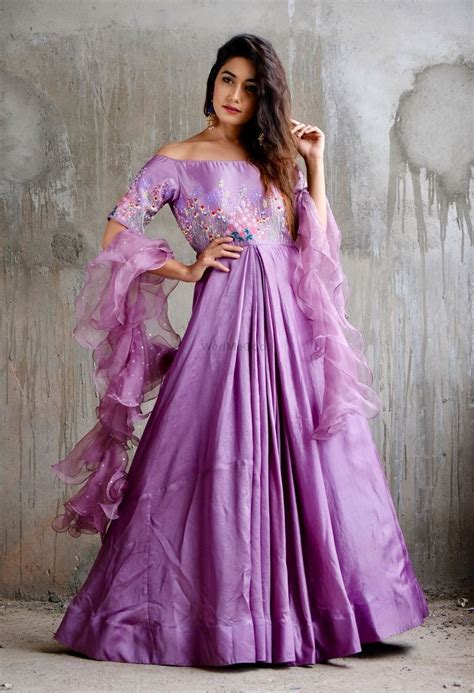 Stunning Purple Floor Length Anarkali With Ruffled Dupatta For Sangeet See More On Wedmegood