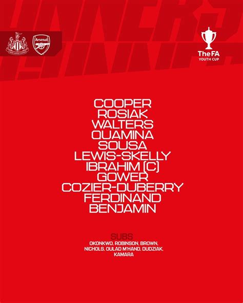 Arsenal u18 lineup vs Newcastle FAYC : r/Gunners