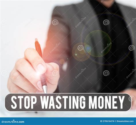 Text Caption Presenting Stop Wasting Money Word Written On Advicing Person Or Group To Start