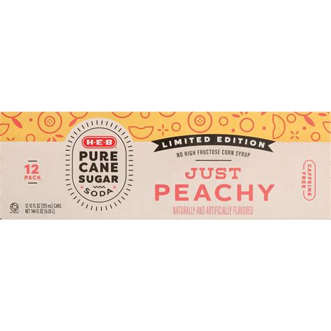 H E B Pure Cane Sugar Just Peachy Soda 12 PK Cans Shop Soda At H E B