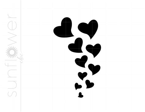 Floating Hearts Svg Clipart Floating Hearts Silhouette Cut File