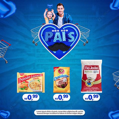 Supermercado Mês dos Pais Produtos Social Media PSD Editável