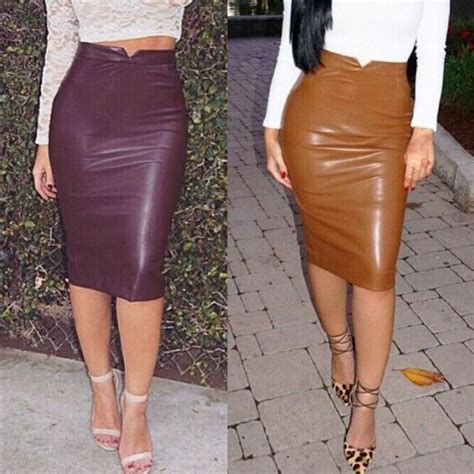 2021 Sexy Faux Leather High Waist Casual Pencil Skirt Sexy Party Club