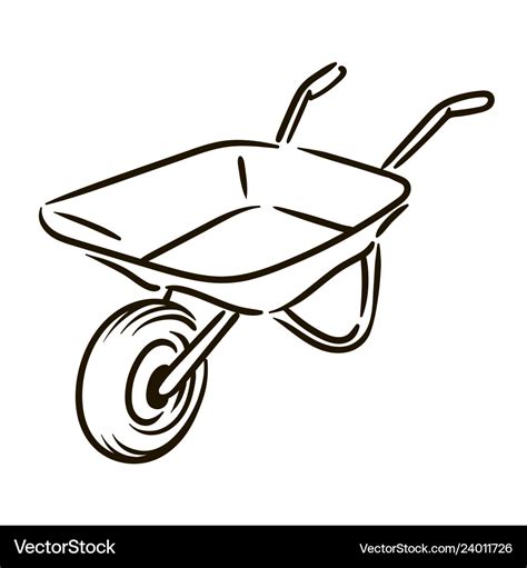 hand drawn farm wheelbarrow simple sketch vector image