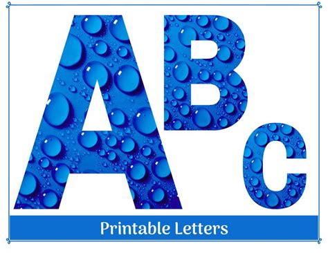 Blue Water Droplet Alphabet Clip Art Letters A Z Numbers 0 9 Printable