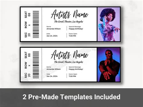 Editable Concert Ticket Template Diy Event Ticket Custom Etsy