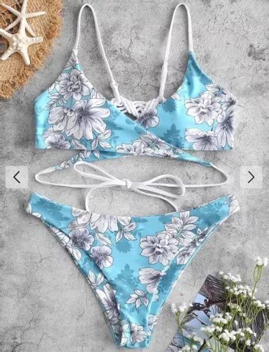 Zaful Bañador Bikini Traje De Baño Macrame Floral Wrap Bikin Envío gratis