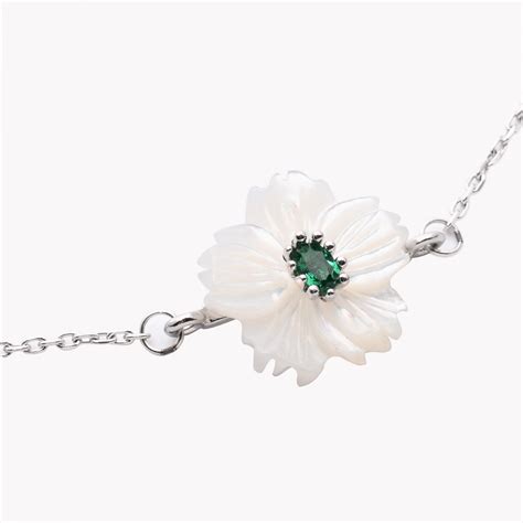 Bracelet En Acier Nacre Fleur Vert GB