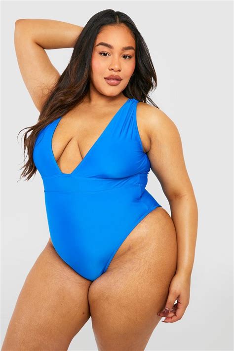 Plus Essentials Plunge Swimsuit Boohoo