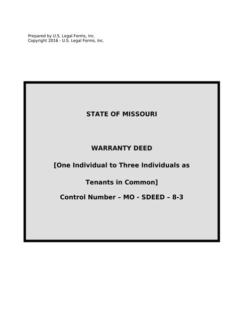 Warranty Deed From One Individual To Three Individuals As Tenants In