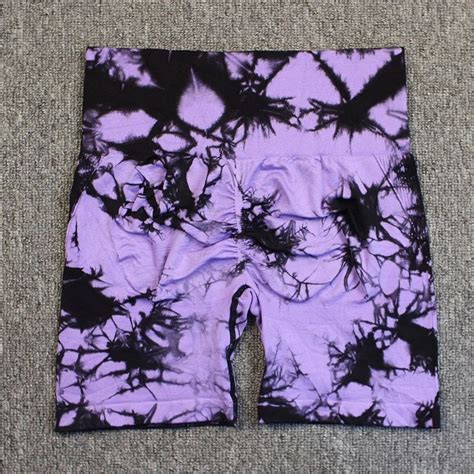 Aimee Seamless Tie Dye Sport Shorts Black Violet S In