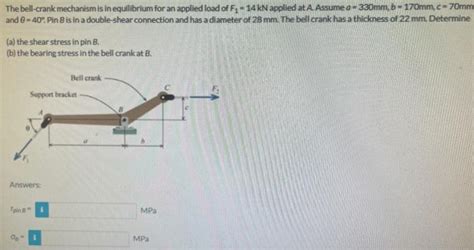 Solved The bell-crank mechanism is in equilibrium for an | Chegg.com