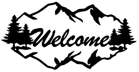 Powder Coated Steel Welcome Mountain Sign Metal Wall Art Plaque Home