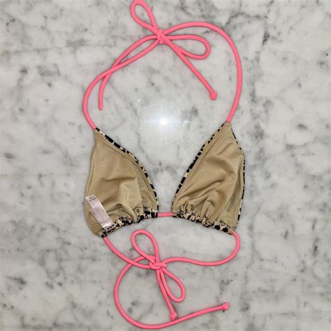 Leopard Print Triangle Bikini Top With Hot Pink Depop