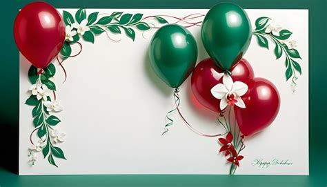 Happy Birthday Cards With Balloons And Flower With Colorful Background