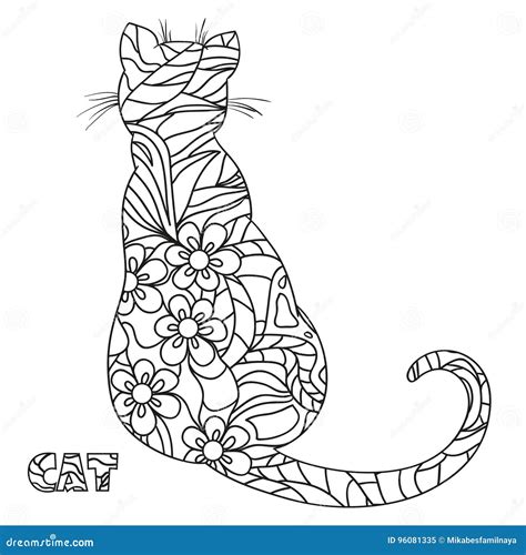 Cat. Design Zentangle stock vector. Illustration of decorative - 96081335