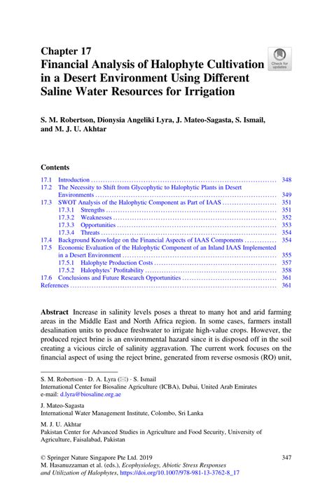 (PDF) Financial analysis of halophytes cultivation in a desert ...