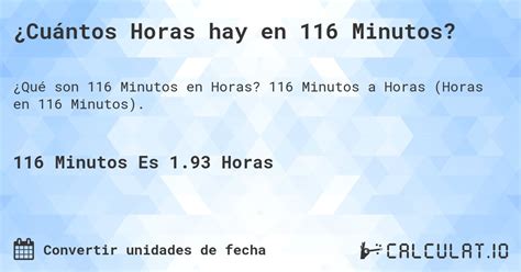 116 Minutos Em Horas