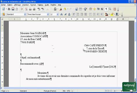 Mise En Page Lettre De Motivation Open Office Laboite Cv Fr