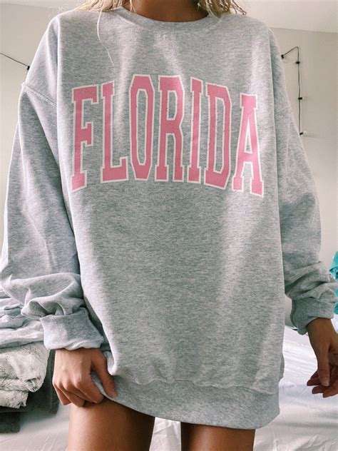 Original Pink Florida Crewneck Cute Sweatshirts Sweatshirts Cozy Sweatshirts