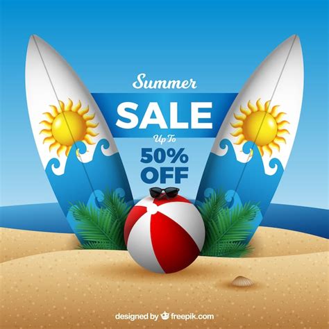 Fondo De Venta De Verano Con Playa Vector Gratis