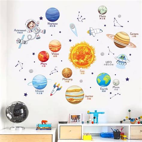 Hiasan Dinding Stiker Dinding Bilik Tidur Cosmic Space Astronaut