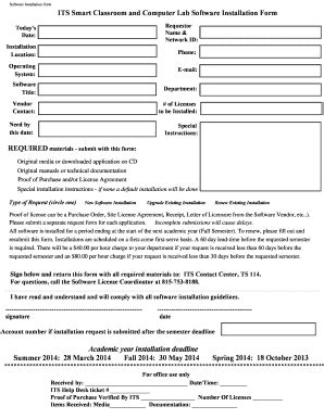 Fillable Online Niu Its Software Installation Form Fax Email Print