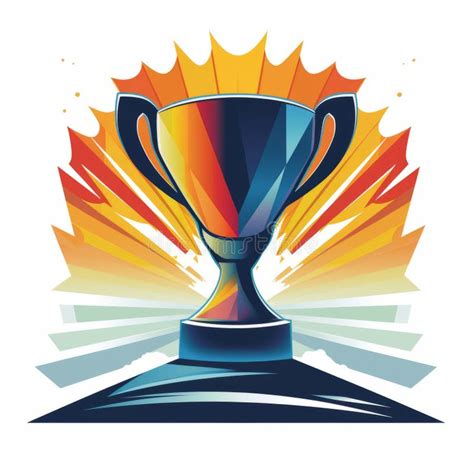 Colorful Trophy Cup Digital Illustration Stock Illustration